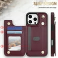 thumbnail image 6 of Allytechgroup Flip Wallet Case for iPhone 16 Pro with Cards Holder, PU Leather Phone Case with Lanyard Kickstand Shockproof Back Cover for iPhone 16 Pro, Winered, 6 of 8