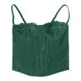 thumbnail image 5 of KHONTS Corset Tops for Women Going out Fall Fashion Crop Lace Outfit Y2k Spaghetti Strap Tank Tops Mesh Party Bustier Cami Tops Dark Green XS, 5 of 9