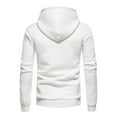 thumbnail image 3 of SWSMCLT Men's Waffle Knit Hoodie Hooded Sweatshirt Basic Solid Long Sleeve Slim Fit Hoodies Comfy Casual Drawstring Spring Spring Fall Top White 44, 3 of 4