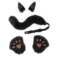 thumbnail image 4 of Conjunto de accesorios de disfraz de zorro esponjoso, diadema con orejas de animales, guantes de zorro para Halloween, Co, disfraz de negro Colco Traje de juego de cosplay, 4 of 7