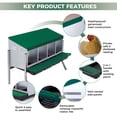 thumbnail image 5 of Wall Mount Metal Chicken Nesting Boxes with Roll Out Egg Collection & Removable Trays - 4 holes with legs Green, 5 of 9