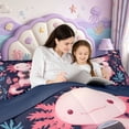 thumbnail image 5 of Manfei Colorful Axolotl 7-Piece King Bedding,Kawaii Salamander King Bed in a Bag,Navy Blue Reversible, 5 of 7