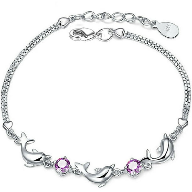 EeaseMX Pulseras oceánicas pulsera de cristal de delfines pulsera ajustable joyería de joyería