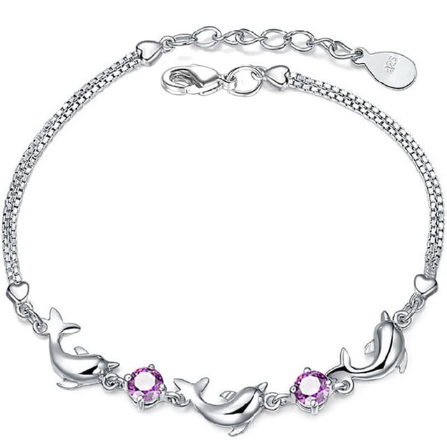 KAKOWELY Pulseras del océano, pulsera de cristal de delfín, pulsera ajustable, joyería de playa, regalos