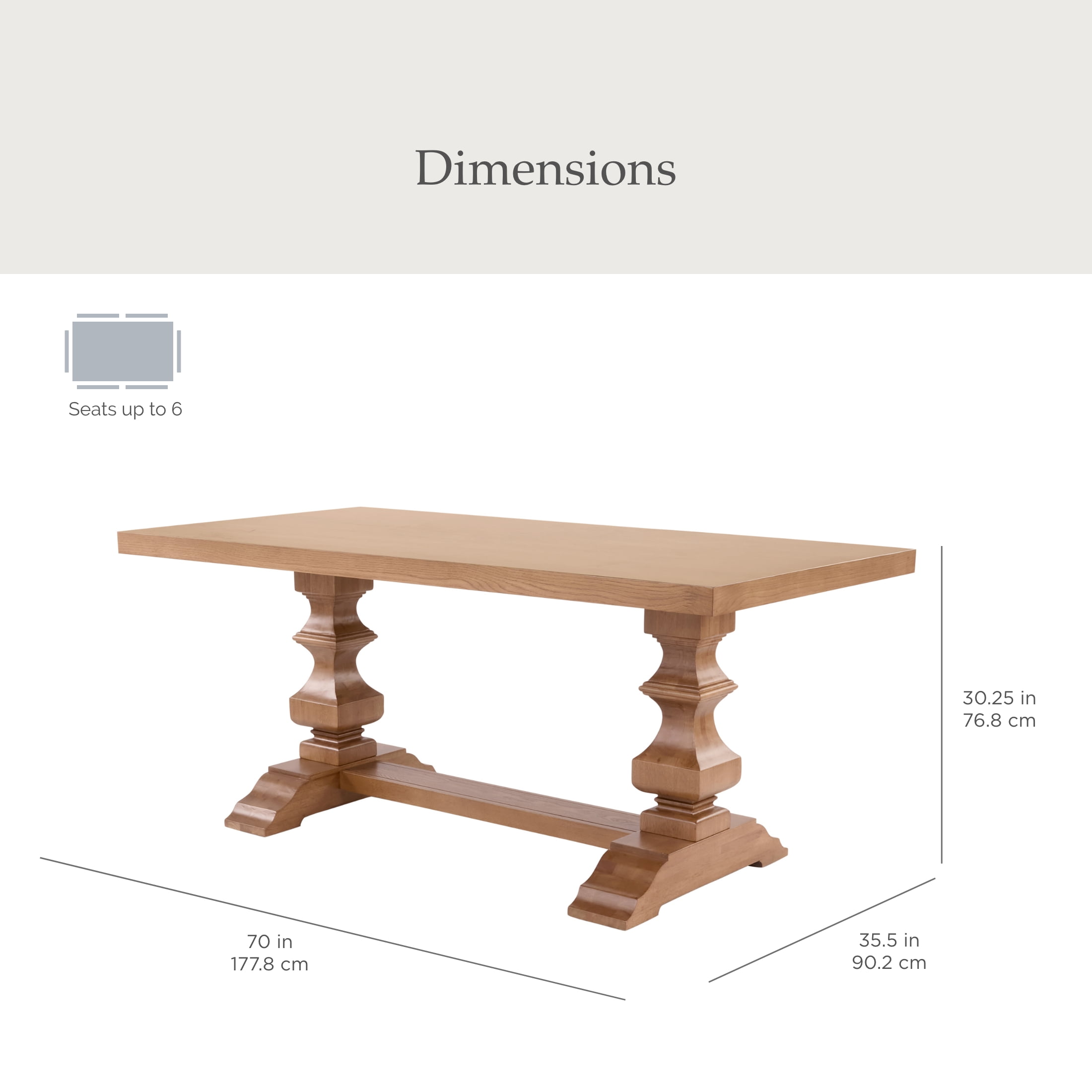 My Texas House Grove Trestle Dining Table, Warm Brown