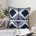 thumbnail image 6 of Velvet Rimmed Pillowcase Is Not Easy To Open Line Deformation Invisible Zipper Opening And Closing Only Pillowcase Does Not Contain Pillow Core Navy Geometric Patterns_1 16"X16", 6 of 8