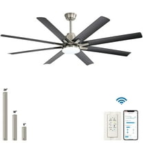 Sofucor 66" Modern Black Ceiling Fan with Light ,Phone APP and Remote,Voice Control