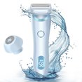 thumbnail image 1 of Electric Shaver Razors for Women 2-IN-1 Electric Razor for Womens Legs Underarm Face Pubic Hairs,Wet Dry Use Rechargeable Bikini Trimmer Hair Removal with Detachable Head,Painless IPX7 Waterproof Blue, 1 of 8