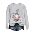 thumbnail image 5 of larppty Cute Gnomes Print Sweatshirt for Women Fall Christmas Graphic Party Crewneck Tops （Light Gray, XXL）, 5 of 6