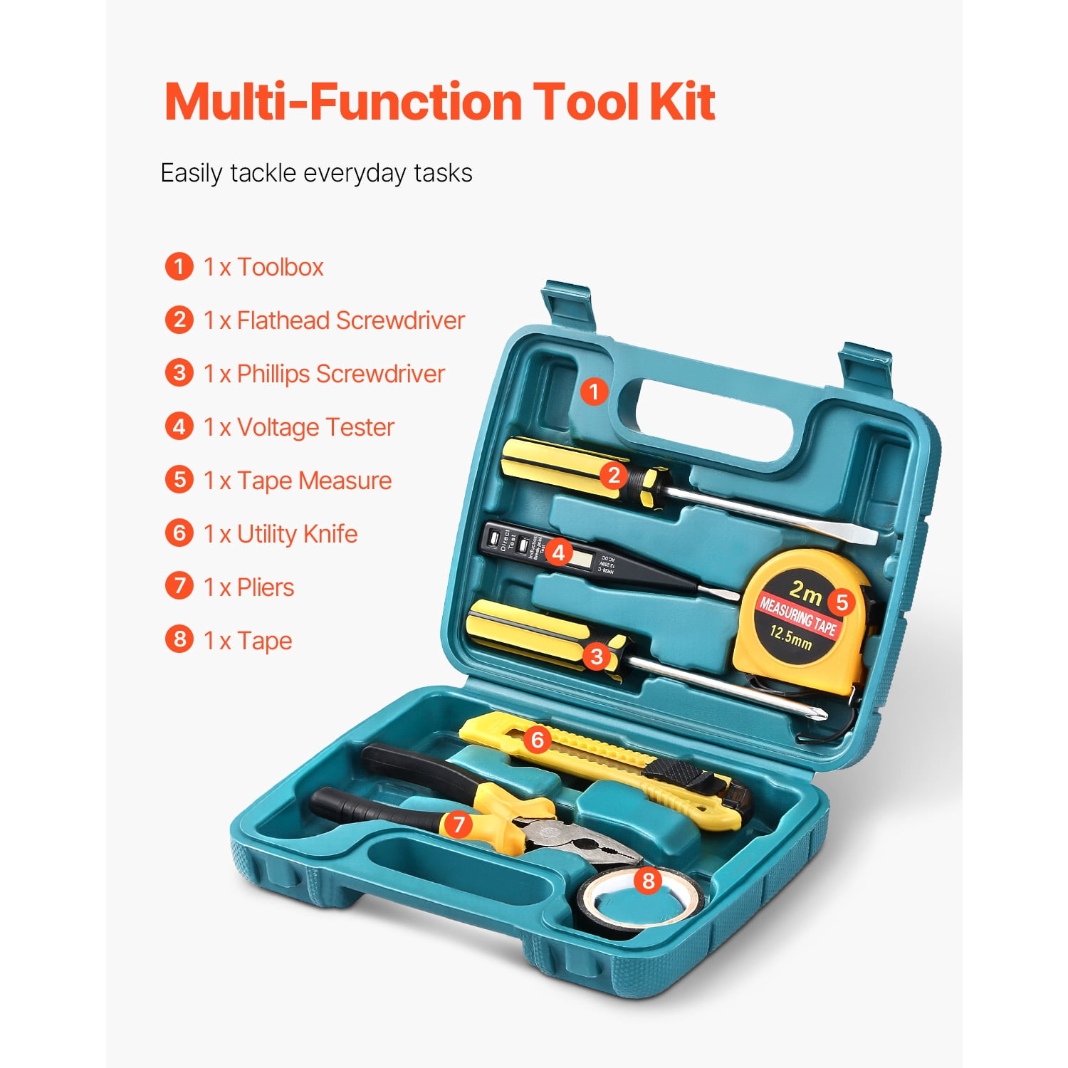 KFFKFF Comprehensive Car Emergency Kit, 2-in-1 First Aid Set with Jumper Cables, Essential Roadside Assistance Tools for Vehicles, Travel, and Home, Includes 32-Piece Auto Tools and Medical Supplies