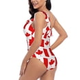 thumbnail image 4 of Rateoe Canada Pattern Women One Piece Swimsuits Tummy Control One Shoulder Bathing Suits Ruffle Swimwear-Medium, 4 of 6