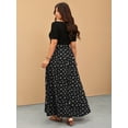 thumbnail image 2 of Plus Size Women Vacation Ditsy Floral Maxi Dress with Side Slit and Tie Waist, 2 of 6