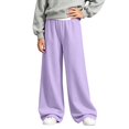 thumbnail image 5 of Edvintorg Sweatpants for Girls Solid Color Elastic Waisted Casual Jogger Loose Wide Leg Workout Pant with Pocket Teen Girl Clothes Size 5-15, 5 of 7