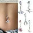 thumbnail image 4 of K-KED 1Pc Cartilage Clip Fashion Body Piercing Fake Belly Button Navel Ring Women Gift-Silver E, 4 of 9