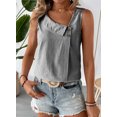 thumbnail image 5 of Women'S Button Asymmetrical V Neck Striped Print Blouses Casual Sleeveless Tank Top Summer Shirt Tops Black XL, 5 of 7