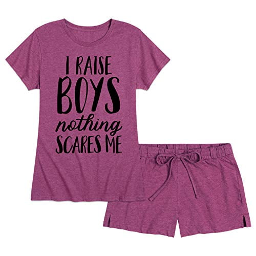 I Raise Boys Nothing Scares Me - Women's Pajama Shorts Set - Size 3X