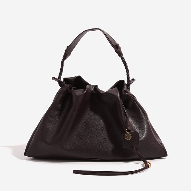 Drawstring Tote Bag Light Luxury Brand New High-quality Leather Simple Advanced Versatile Women's Handbag Shoulder Messenger Bag
