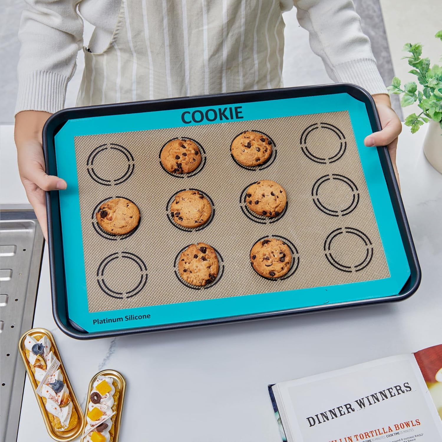 GUYDREMAT Silicone Baking Mat with Measurements for Cookies - Reusable Premium Food Grade Silicone Cookie Sheets - Heat Resistant Oven Mat