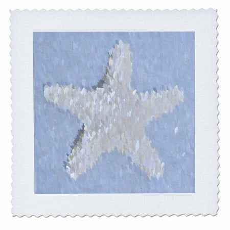The White Starfish 3dRose Ocean Star- Pastel Blue and White Starfish- Beach Themed Art - Quilt Square, 10 by 10-inch ()