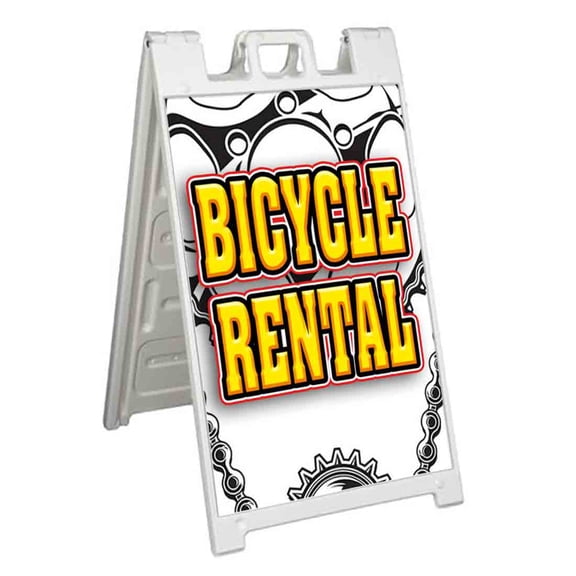 Bicycle Rental (24" X 36") Standard A-Frame Signicade, Includes Decal Applied To Stand
