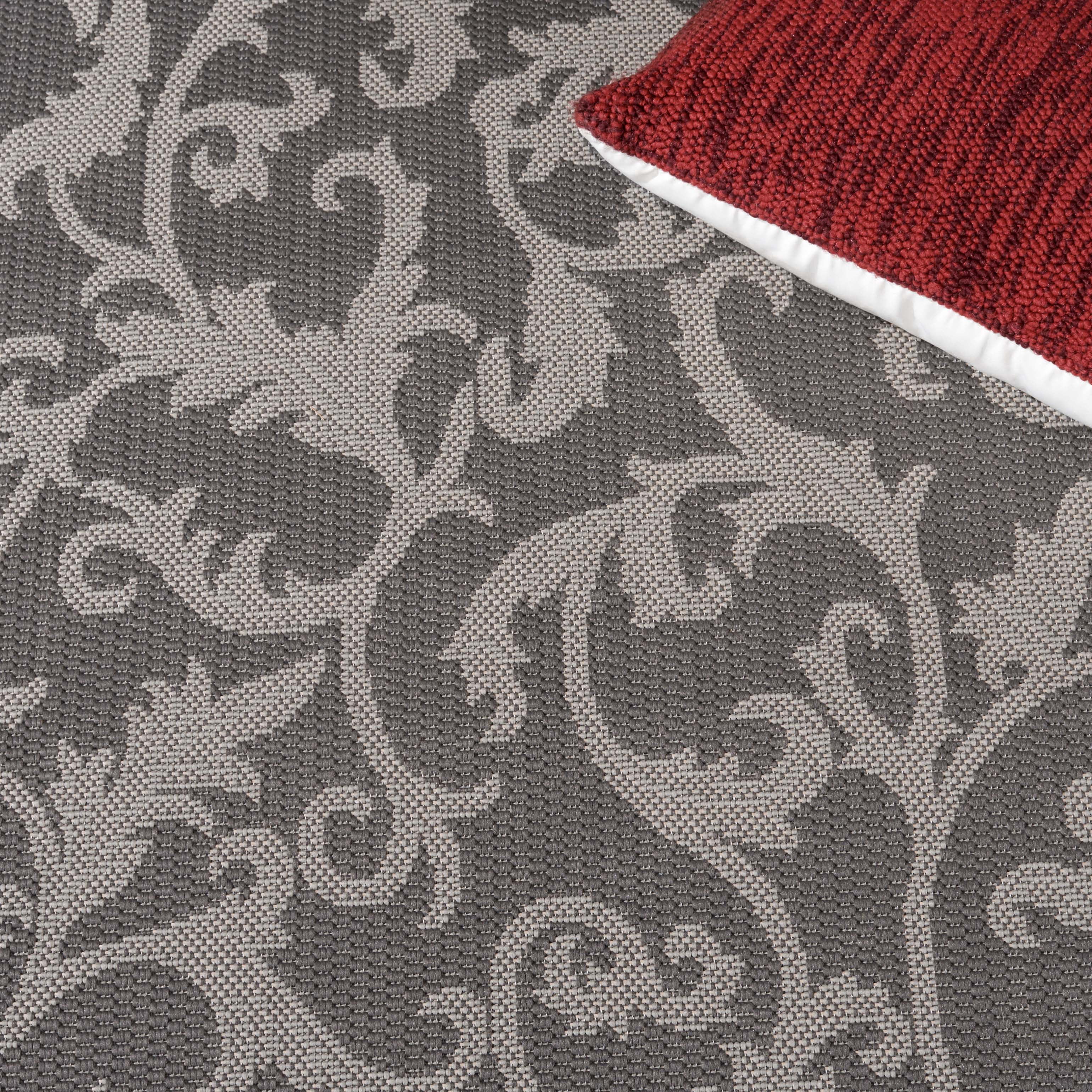 SAFAVIEH Courtyard Ava Floral Indoor/Outdoor Area Rug, 8' x 11', Anthracite/Light Grey
