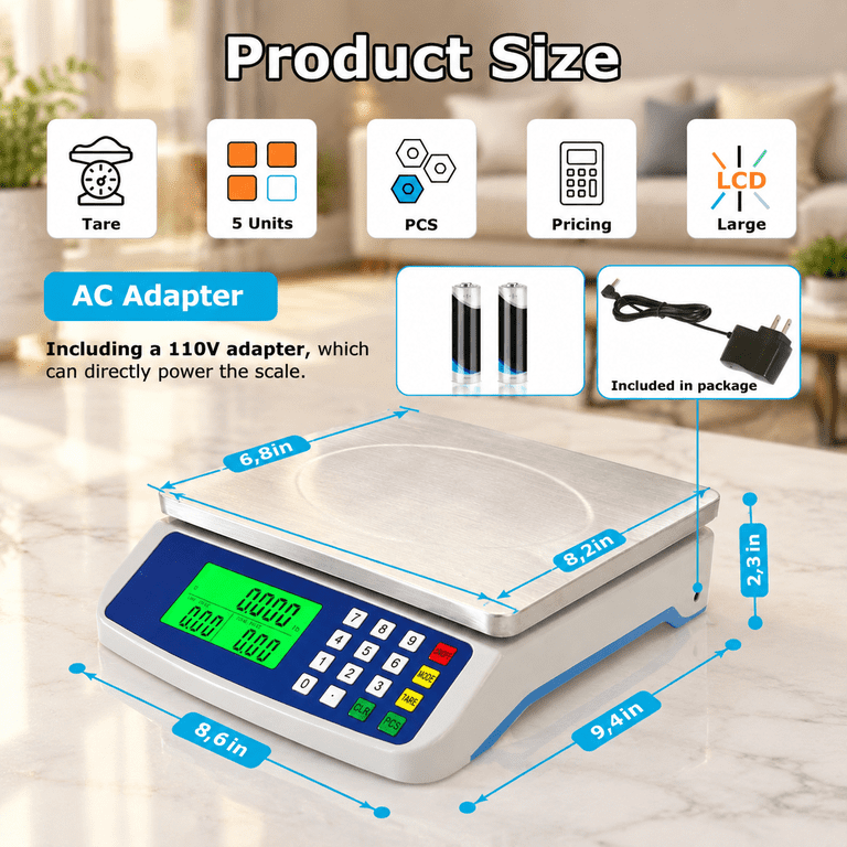 Gray 40kg Digital Kitchen Scale Stainless Steel with LCD Display for ...