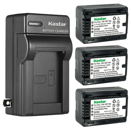Kastar 3-Pack Battery and AC Wall Charger Replacement for Panasonic HC-WX990M HC-WXF990MGK HC-WXF990M HC-WXF991 HC-WXF991K HC-WXF1 HC-WXF1K VXF-999 HC-250EB HC-550EB HC-727EB HC-750EB