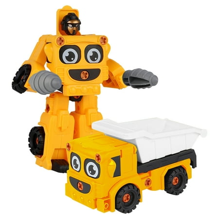 Aozowin Children's Toys New DIY Disassembly and Assembly Deformation Car Man Excavator Truck Manual Screw Assembly Deformation Car,Christmas Gifts for Kids