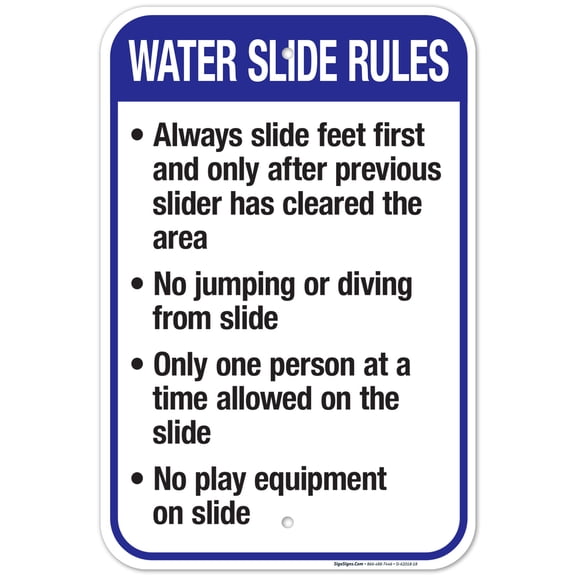 Arkansas Water Slide Rules Sign, Complies With State Of Arkansas Pool Safety Code,