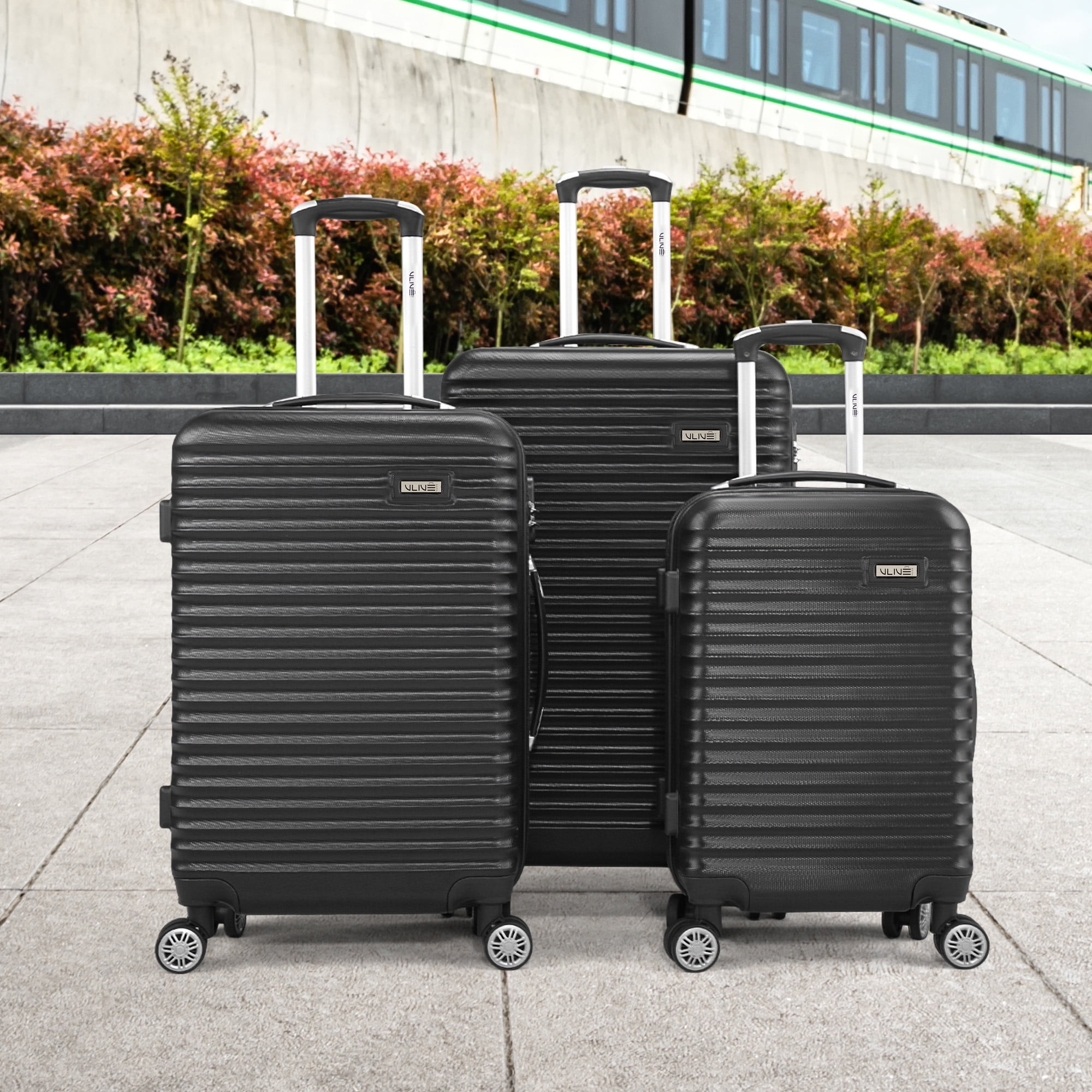 VLIVE  3 Pcs Luggage Set Hard Shell Travel Trolley Rolling Suitcase with 4 Wheels,20",24",28"