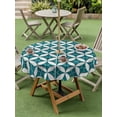 thumbnail image 3 of Abstract Geometric Outdoor Tablecloth - 54 Inch Round Dining Table Cover, Vintage Rhombus Circle Texture Green Waterproof Outdoor Table Cloth with Umbrella Hole & Zipper for Picnic/Patio/Party, 3 of 7