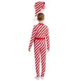 thumbnail image 2 of Aislor Girls Christmas Striped Jumpsuit Candy Cane Long Bodysuit with Santa Hat Xmas Dancewear Red 14, 2 of 7