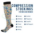 thumbnail image 2 of FORMRS Womens Knee High Socks Casual Long Thick Travel Daily Wear, 2 Pairs, Blue Dice Pattern, 2 of 6