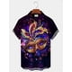 thumbnail image 3 of Camisa de Mardi Gras para hombre 2024, camisas casuales de manga corta con estampado 3D, ropa de calle, camisas hawaianas holgadas de talla grande para hombre, camisetas, 3 of 4