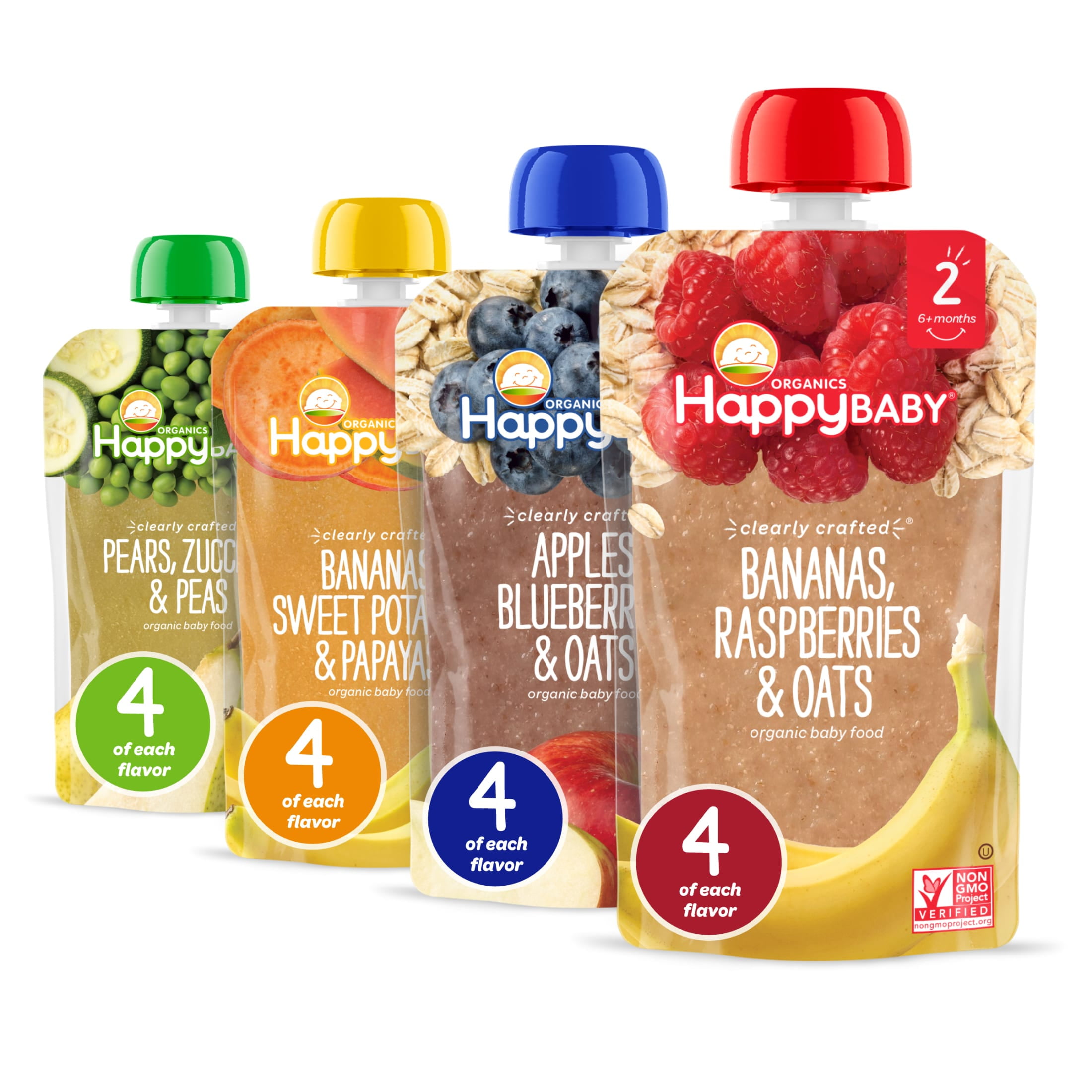 Happy Baby Organics Clearly Crafted, Stage 2, Four-Flavor Oats