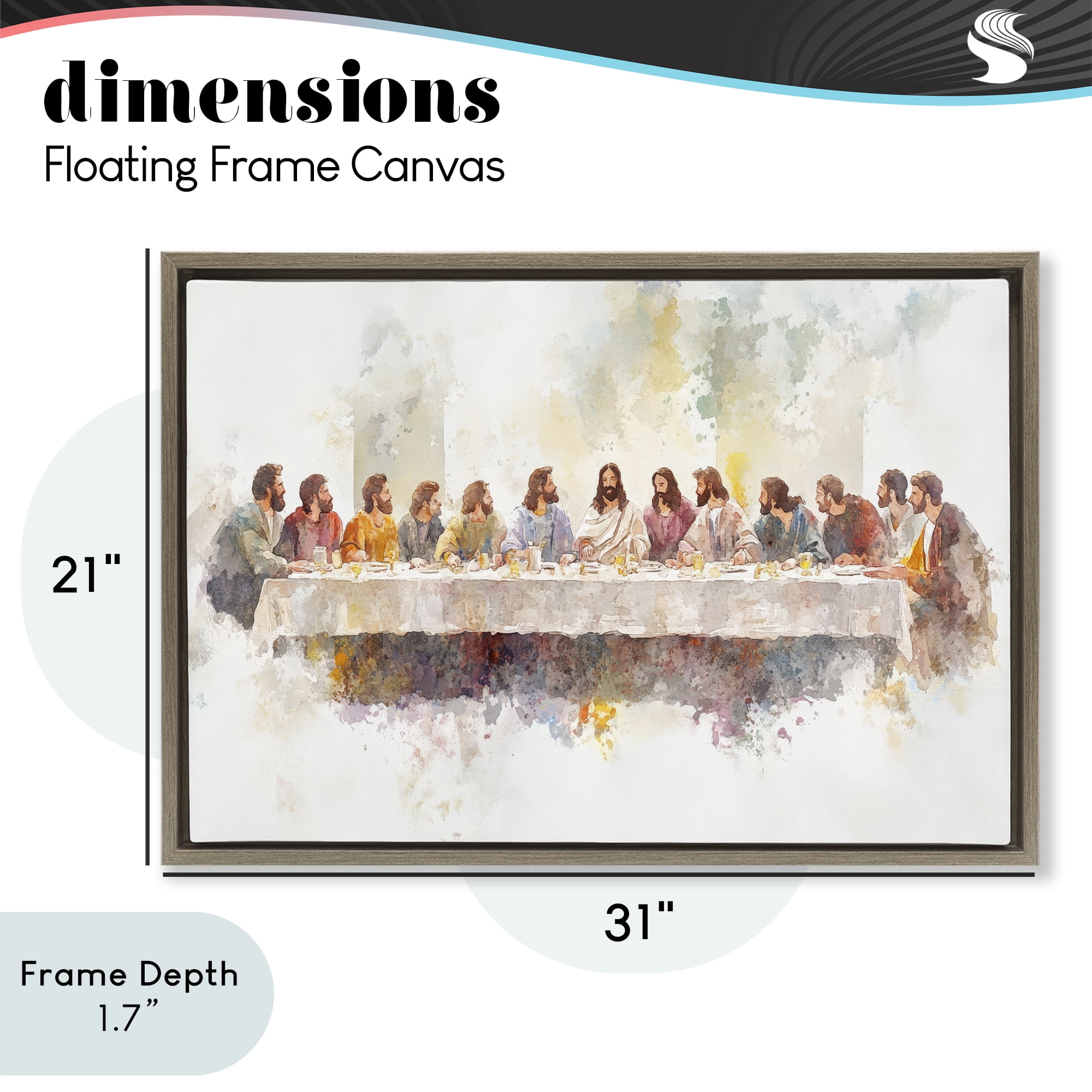 Stupell Industries Watercolor Supper Spirituality Brown Framed Floater Canvas Wall Art, design by Petal Prints Design
