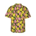 thumbnail image 3 of Fotbe Tulips Flowers Hawaiian Shirt for Men Unisex Summer Beach Casual Short Sleeve Cotton Linen Button Down Shirts-Small, 3 of 9