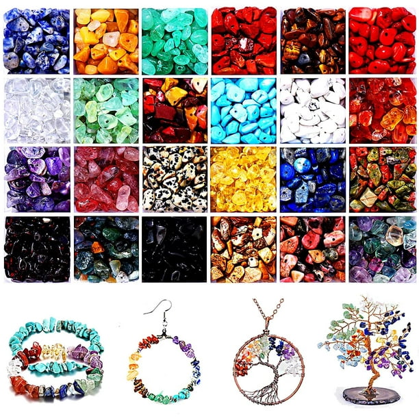 1000pcs Crystal Stone Beads for Jewelry Making, Natural Chip Stone Beads 5-8mm Irregular Gemstones Multicolored Rock Loose Beads for Ring, Earrings, N
