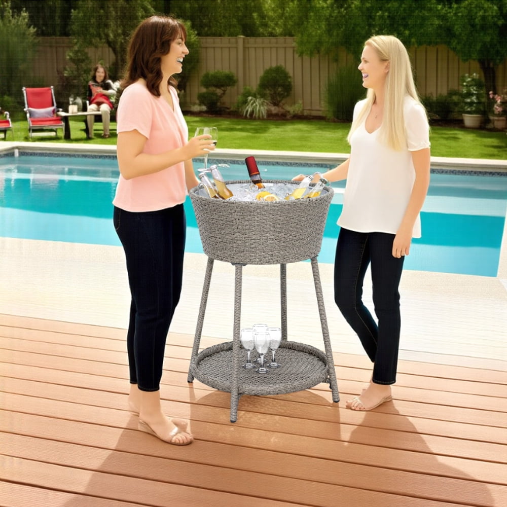 Abble 33.5"H Outdoor Ice Cooler Tub with Stand