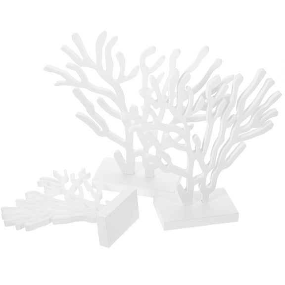 PAMINGONO Aquarium Decor Wood White Coral Shaped 3Pcs Mediterranean Style Ornament