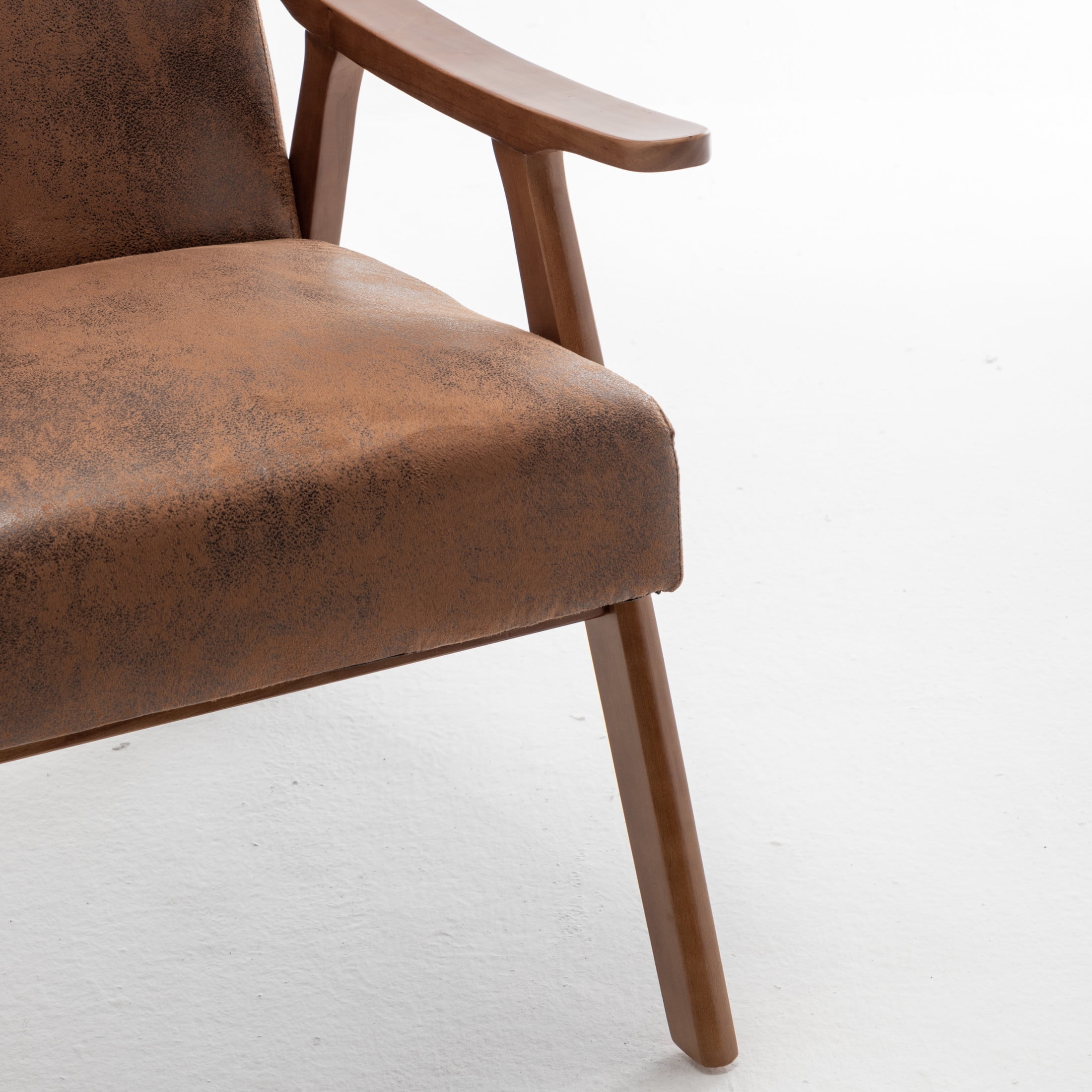 GDF Studio Mid-Century Modern Accent Chair with Microfiber Upholstery & Solid Wood Frame, Brown