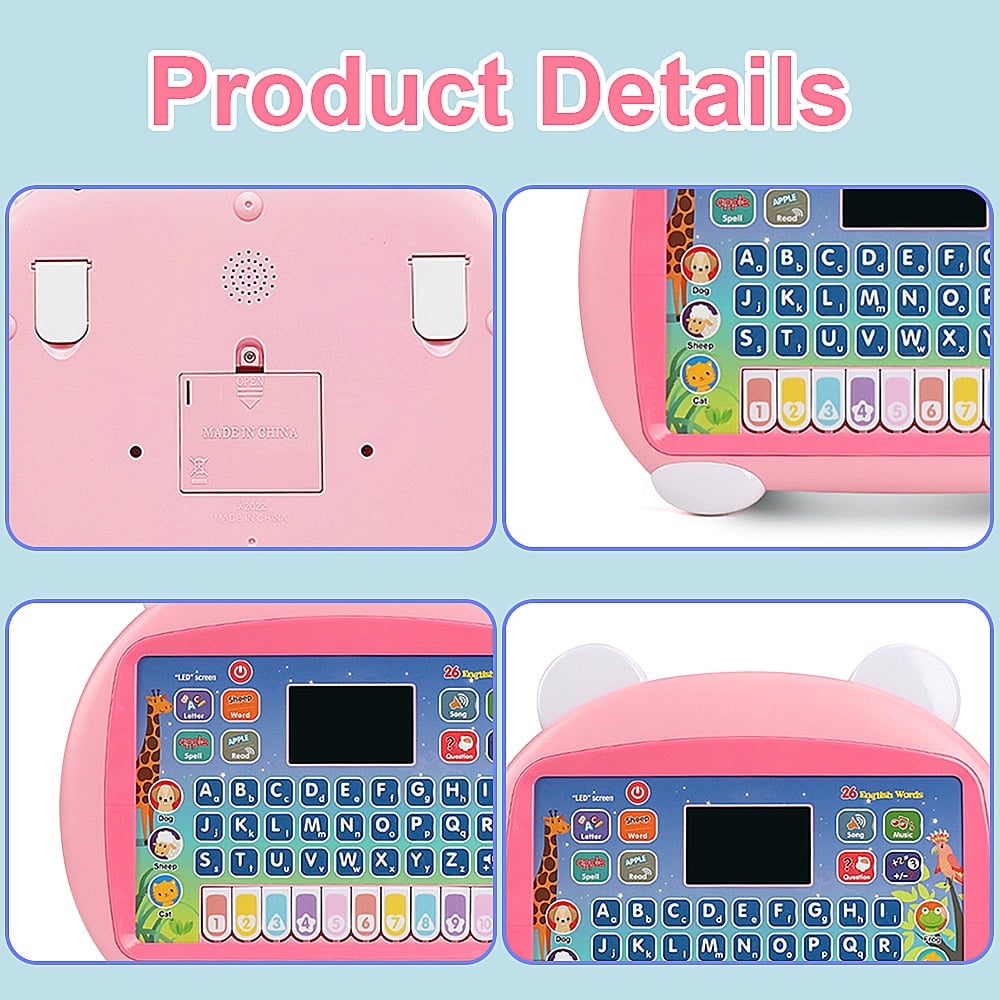 Baby Tablet Toy for 1 2 3 Years Old Boys Girls, Educational Kids Tablet Learning Pad with LED Screen, Interactive Toy for Numbers, Animals Maths, Christmas Birthday Gift for Infants Toddlers Kids