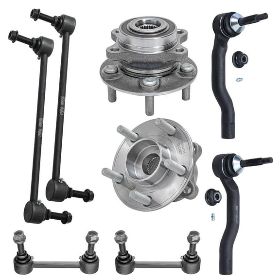 Detroit Axle - 8pc Front Wheel Bearing Hubs Kit for 2013-2020 Ford Fusion 2013-2016 Lincoln MKZ, 2 Wheel Bearing Hubs Assembly 2 Outer Tie Rods 4 Front Rear Sway Bar End Links Replacement