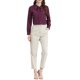 thumbnail image 2 of Camisa de moda de manga larga con cuello de lazo para mujer, decoración de botones, color vino, 2 of 7