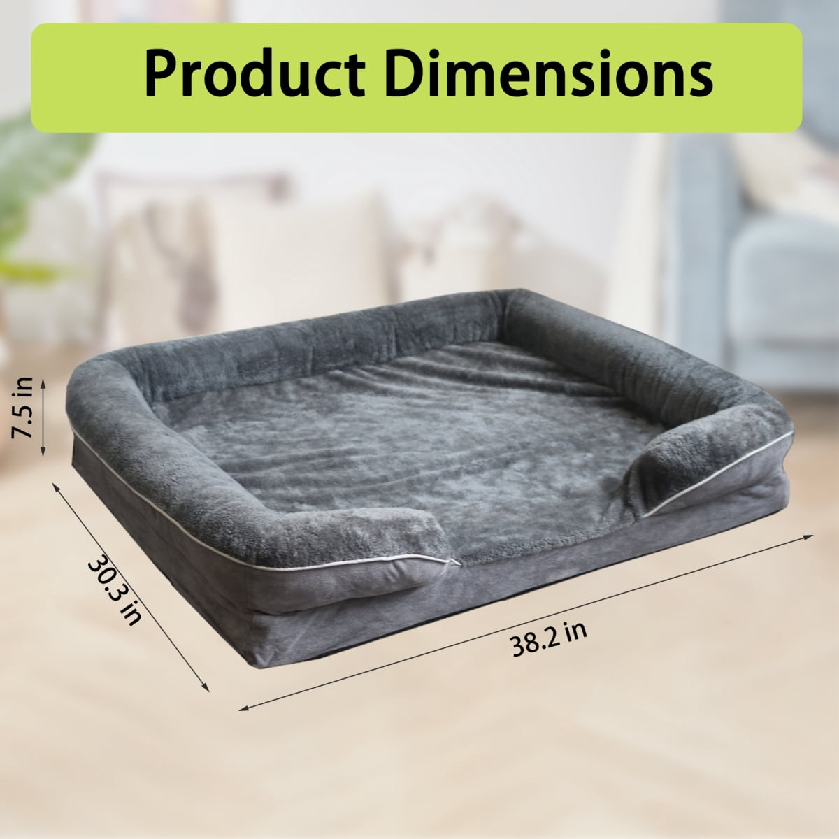 Extra Large Memory Foam Dog Bed for Large Dogs, Waterproof Orthopedic Dog Couch with Removable Washable Cover, Nonskid Bottom, 5-Side Support Pet Bed for Golden Retriever, Labrador