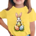 thumbnail image 2 of Blusas y camisas de manga corta con cuello redondo Camiseta estampada de manga corta de Pascua para niños Cuello redondo Manga corta Casual Versátil Para niñas Niños Top de poliéster, 2 of 5