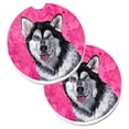 thumbnail image 1 of Pink Alaskan Malamute Set of 2 Cup Holder Car Coaster, 1 of 1