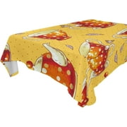 SKYSONIC 60"x108" Square Tablecloth with Coffee Cups Prints, Anti-Wrinkle and Smooth Table Cloth for Kitchen/Home Party Decoration