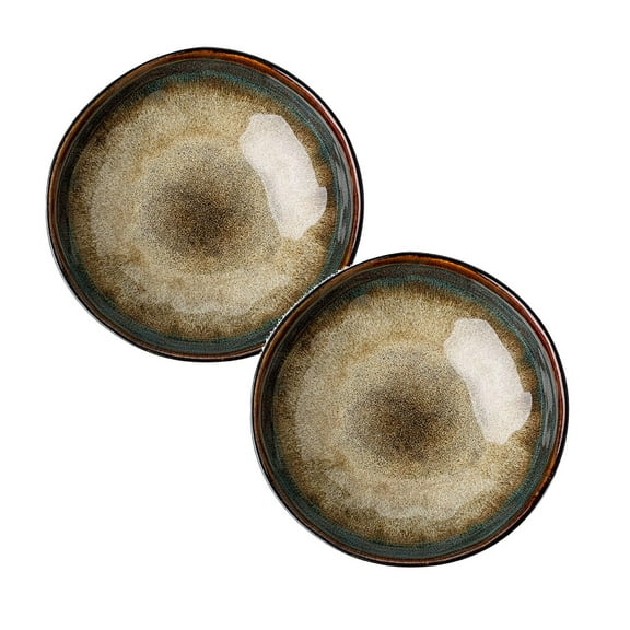 Mupvlun Handmade Ceramic Decorative Bowls Plates - Natural Free Edge Design - Ideal for Center Table Decoration, Serving, and Salad Uses (2 Pcs)