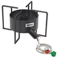 thumbnail image 1 of Bayou Classic SP40 Cuiseur Bayou à Double Jet de 22 Po avec Surface de Cuisson de 22 Po Barre Ronde de 12,5 Po de Hauteur Cadre Soudé Régulateur Réglable de 30 Psi avec Boyau Tressé en Acier Inoxydable de 48 Po, 1 of 4